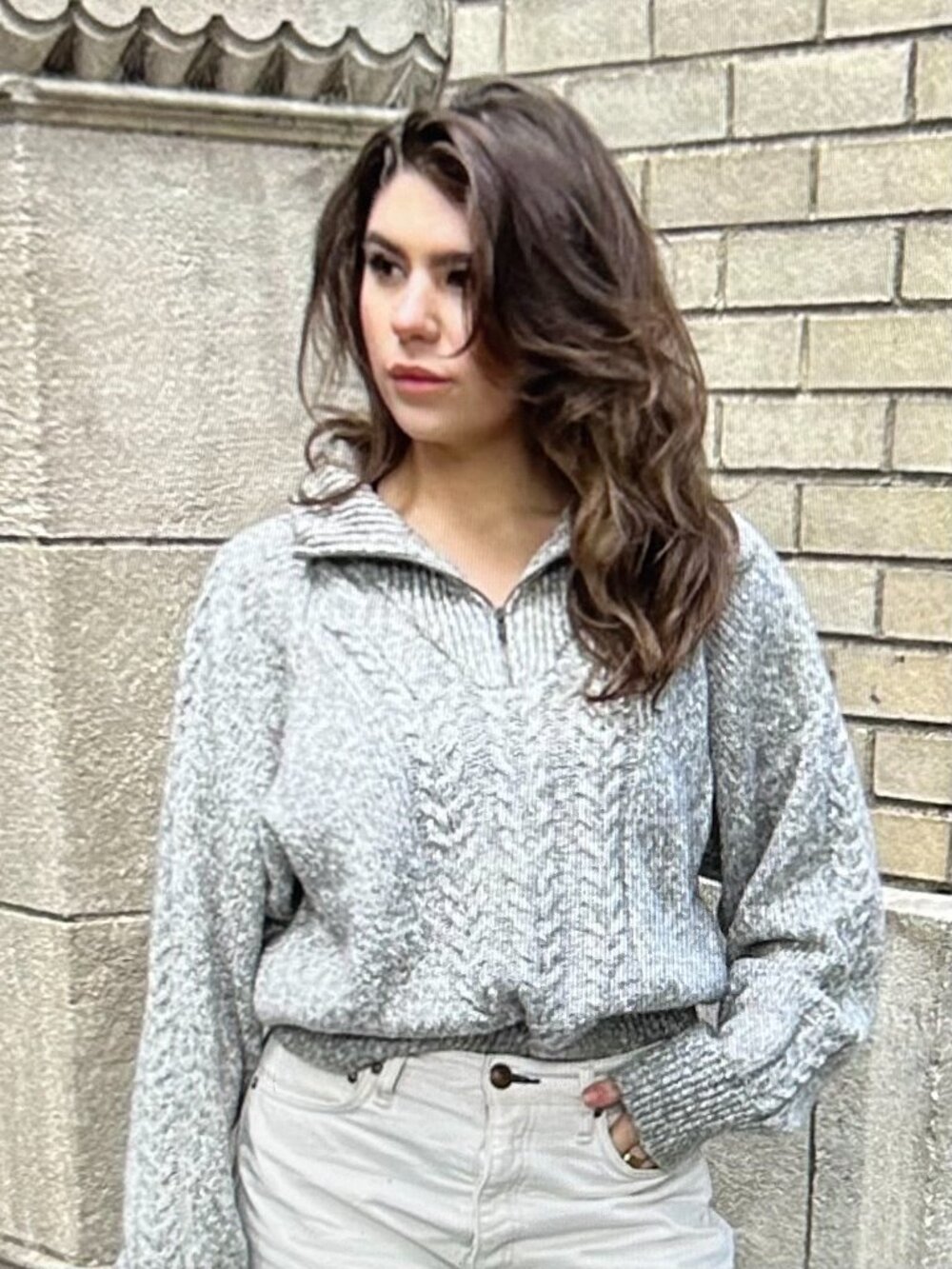 Darling Trusty Cable Knit Sweater | Pebble - Pebble / Size L
